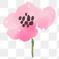 Pink flower png sticker, watercolor design, transparent background