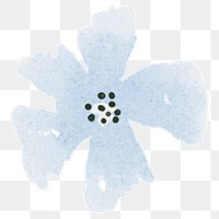 Cute blue flower png sticker, watercolor design, transparent background