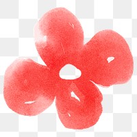 Red flower png sticker, watercolor design, transparent background