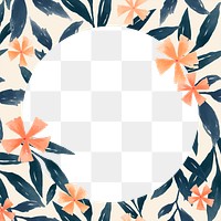 Round flower png border frame, transparent background