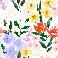 Colorful flower png seamless pattern, floral transparent background