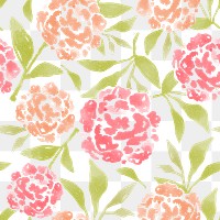 Rose bus png seamless pattern, floral watercolor transparent background