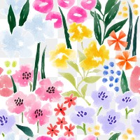 Colorful flower png seamless pattern, floral transparent background