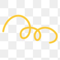 Yellow doodle png line clipart, cute element on transparent background