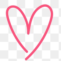 Pink heart png doodle sticker, cute collage element on transparent background