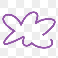 Cute flower png sticker, purple doodle collage element on transparent background