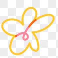 Yellow flower png doodle sticker, cute collage element on transparent background