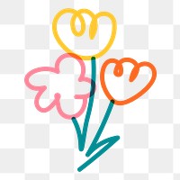 Flower bouquet  png sticker, colorful doodle collage element on transparent background