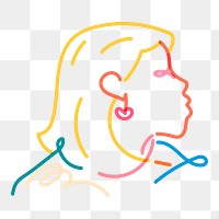 Colorful woman png line portrait, LGBTQ equality campaign on transparent background