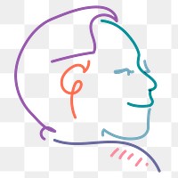 Non-binary person png line portrait, gay pride celebration campaign on transparent background