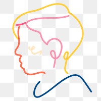 Non-binary person png line portrait, gay pride celebration campaign on transparent background