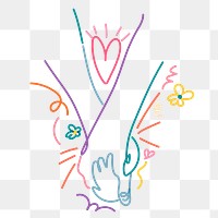 Colorful hands png line clipart, LGBTQ celebration campaign on transparent background