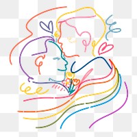 LGBTQ couple kissing png clipart, gay marriage illustration on transparent background