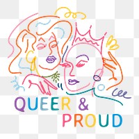 Queer & proud png sticker, aesthetic drag queen portrait on transparent background