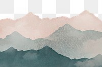 Green mountains png, transparent background, watercolor nature design