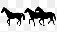 Running horses png silhouette clipart, animal illustration on transparent background