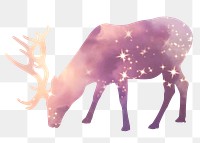 Eating stag png silhouette sticker, aesthetic purple animal on transparent background