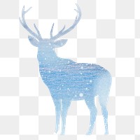 Blue stag png silhouette sticker, aesthetic animal graphic on transparent background
