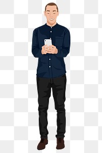 Man using phone png sticker illustration, transparent background