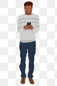 Man using phone png sticker illustration, transparent background