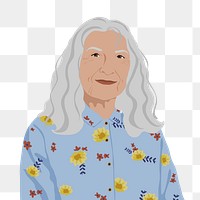 Senior woman png sticker illustration, transparent background