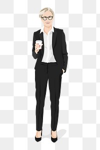 Cool businesswoman png sticker illustration, transparent background