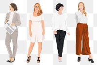 Successful women png sticker illustration, transparent background