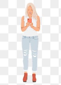 Influencer using phone png sticker illustration, transparent background