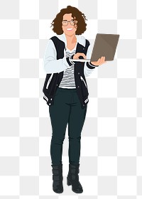 Female programmer png sticker illustration, transparent background