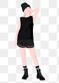 Cool teen girl png sticker illustration, transparent background