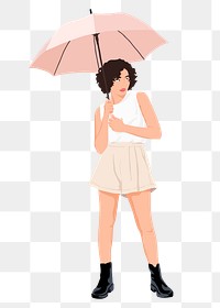 Girl with umbrella png sticker illustration, transparent background