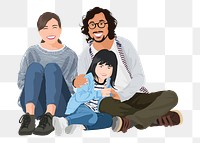 Japanese family png sticker illustration, transparent background