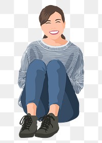 Happy Japanese woman png sticker illustration, transparent background