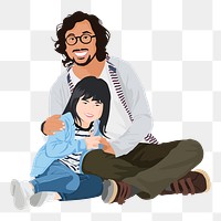 Father & daughter png sticker illustration, transparent background