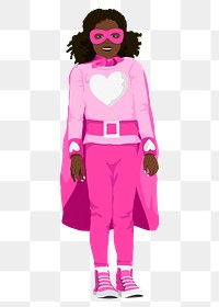 Pink superhero girl png sticker illustration, transparent background