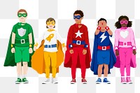 Cute superhero kids png sticker illustration, transparent background