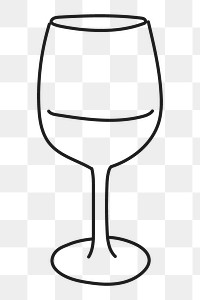 Wine glass png sticker, beverage line art drawing on transparent background