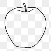 Apple png sticker, fruit doodle line art on transparent background