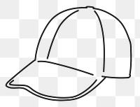 Baseball cap png sticker, headwear doodle line art on transparent background