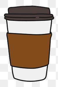 Coffee cup png sticker, doodle on transparent background