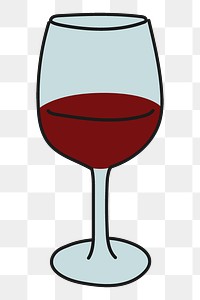 Wine glass png sticker, alcoholic drink doodle on transparent background