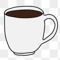 Coffee mug png sticker, morning beverage doodle on transparent background