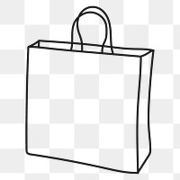 Shopping bag png sticker, object doodle line art on transparent background