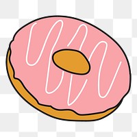 Pink donut png sticker, dessert doodle on transparent background
