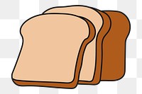 Bread slices png sticker, breakfast, food doodle on transparent background