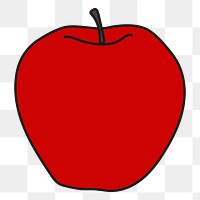 Apple png sticker, fruit doodle on transparent background