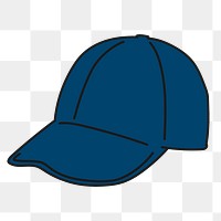 Baseball cap png sticker, fashion accessory doodle on transparent background