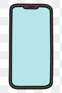 Smartphone png sticker, digital device doodle on transparent background