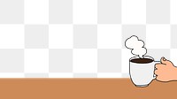 Coffee png border, transparent background, brown aesthetic doodle design