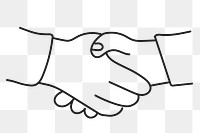 Business handshake png sticker, gesture doodle line art on transparent background